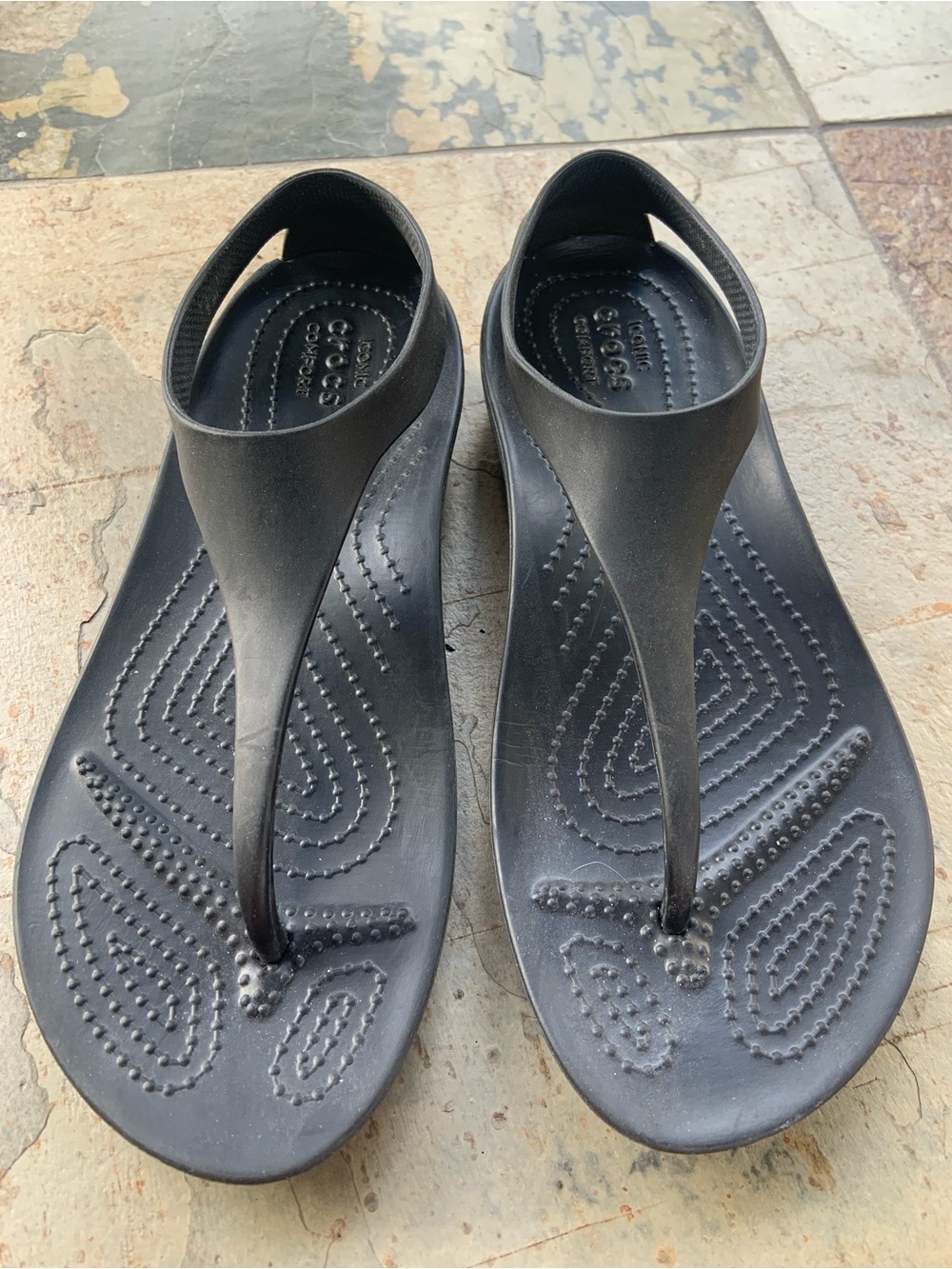 CROCS * Sexi Serena Women's Black Flip Thong Slip On Sandals